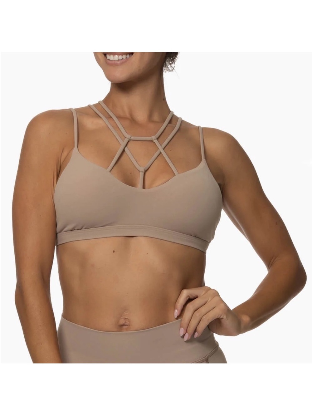 JOLYN x Tiarah  Small, Calicoan Lace Sports Bra - Mocha, no padding